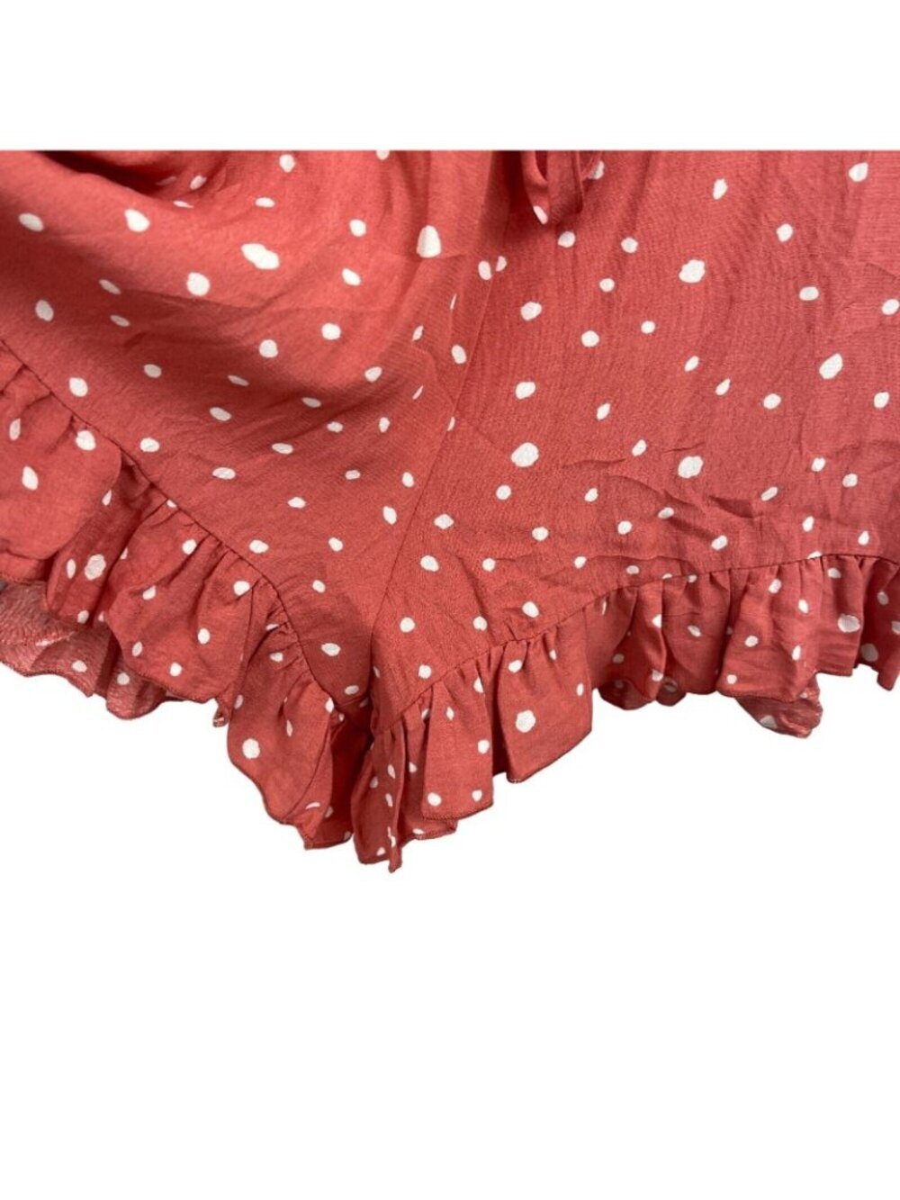 Allie Rose Polka Dot Ruffle Hem Romper With Tie Back & Short Sleeves - Size S - Picture 8 of 12